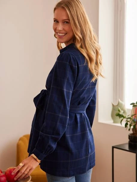 Blouse à Carreaux Grossesse Et Allaitement Bleu Marine - Vertbaudet 3 Blouse à Carreaux Grossesse Et Allaitement Bleu Marine - Vertbaudet – Image 3