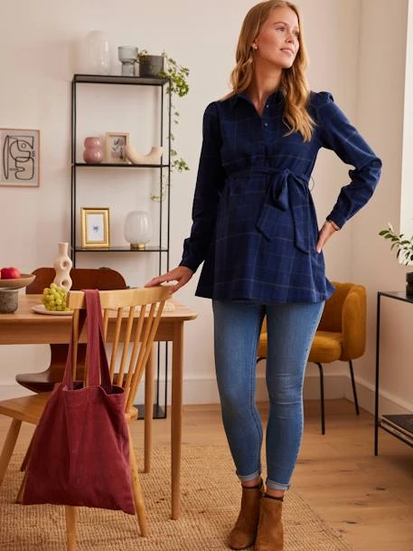 Blouse à Carreaux Grossesse Et Allaitement Bleu Marine - Vertbaudet 1 Blouse à Carreaux Grossesse Et Allaitement Bleu Marine - Vertbaudet