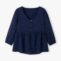 Blouse De Grossesse Et D'allaitement Gaze De Coton Bleu - Vertbaudet -Vertbaudet shop blouse de grossesse et dallaitement gaze de coton 10