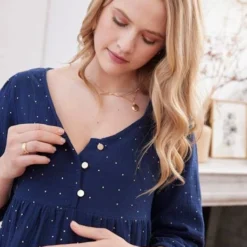 Blouse De Grossesse Et D'allaitement Gaze De Coton Bleu - Vertbaudet -Vertbaudet shop blouse de grossesse et dallaitement gaze de coton 9