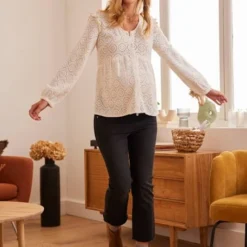 Blouse Dentelle Macramé Grossesse Et Allaitement Beige - Vertbaudet