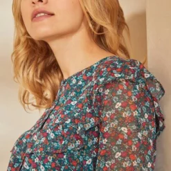 Blouse En Crêpe Fleuri Grossesse Et Allaitement Vert Aop - Vertbaudet -Vertbaudet shop blouse en crepe fleuri grossesse et allaitement 5