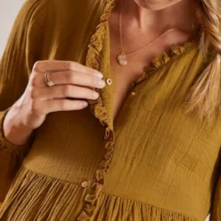 Blouse Gaze De Coton De Grossesse Et D'allaitement Kaki - Vertbaudet -Vertbaudet shop blouse gaze de coton de grossesse et dallaitement 3