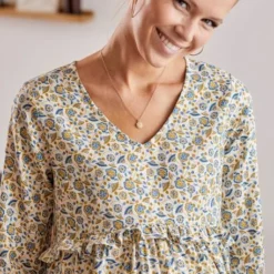 Blouse Imprimée Volantée Grossesse Et Allaitement Ecru - Vertbaudet -Vertbaudet shop blouse imprimee volantee grossesse et allaitement 4