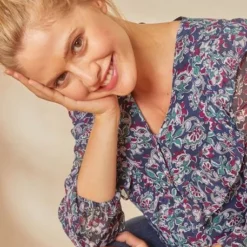 Blouse Imprimée Volantée Grossesse Et Allaitement Bleu Aop - Vertbaudet -Vertbaudet shop blouse imprimee volantee grossesse et allaitement 8