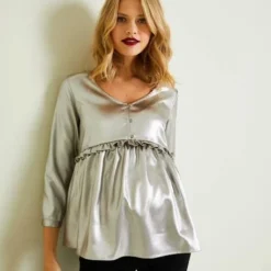 Blouse Spécial Fêtes De Grossesse Et D'allaitement Lamé Or - Vertbaudet