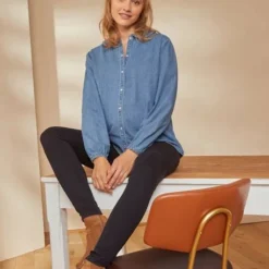 Chemise De Grossesse Et D'allaitement Jean Denim Denim Stone - Vertbaudet