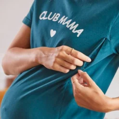Chemise De Nuit T-shirt Grossesse Et Allaitement En Coton Bio Vert - Vertbaudet -Vertbaudet shop chemise de nuit t shirt grossesse et allaitement en coton bio 2