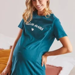 Chemise De Nuit T-shirt Grossesse Et Allaitement En Coton Bio Vert - Vertbaudet -Vertbaudet shop chemise de nuit t shirt grossesse et allaitement en coton bio 5