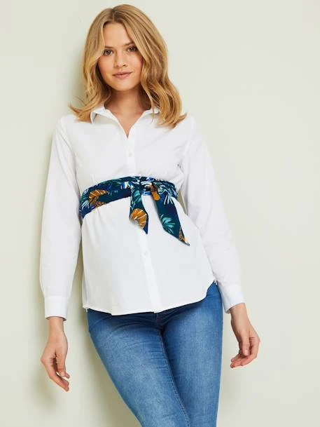 Chemisier De Grossesse Et D'allaitement En Popeline Blanc - Vertbaudet 2 Chemisier De Grossesse Et D'allaitement En Popeline Blanc - Vertbaudet – Image 2