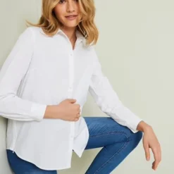 Chemisier De Grossesse Et D'allaitement En Popeline Blanc - Vertbaudet