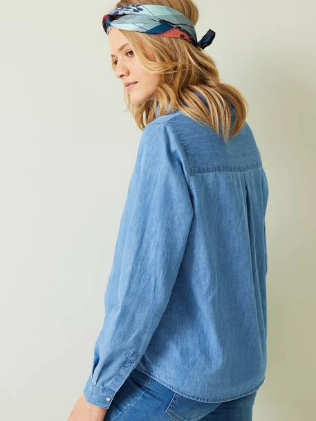 Chemisier De Grossesse Et D'allaitement Jean Denim Stone - Vertbaudet 2 Chemisier De Grossesse Et D'allaitement Jean Denim Stone - Vertbaudet – Image 2