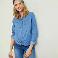 Chemisier De Grossesse Et D'allaitement Jean Denim Stone - Vertbaudet