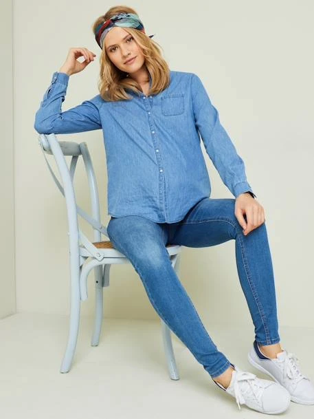 Chemisier De Grossesse Et D'allaitement Jean Denim Stone - Vertbaudet 6 Chemisier De Grossesse Et D'allaitement Jean Denim Stone - Vertbaudet – Image 6