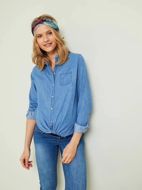 Chemisier De Grossesse Et D'allaitement Jean Denim Stone - Vertbaudet 1 Chemisier De Grossesse Et D'allaitement Jean Denim Stone - Vertbaudet