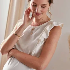 Débardeur Volanté Grossesse Et Allaitement Vert - Vertbaudet