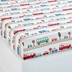 Drap-housse Enfant AUTO-CITY Beige Grisé Imprimé - Vertbaudet