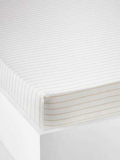 Drap-housse Enfant DEEP OCEAN écru Rayé Caramel - Vertbaudet 1 Drap-housse Enfant DEEP OCEAN écru Rayé Caramel - Vertbaudet