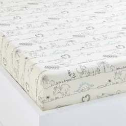 Drap-housse Enfant DINO RAMA Blanc Imprimé - Vertbaudet