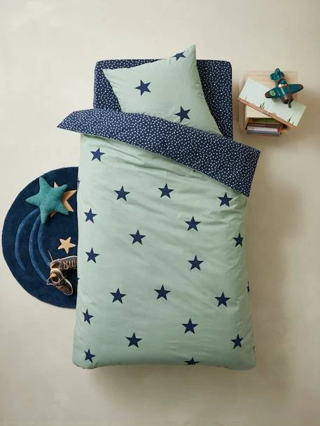 Drap-housse Enfant DREAM BIG Marine/étoiles - Vertbaudet 2 Drap-housse Enfant DREAM BIG Marine/étoiles - Vertbaudet – Image 2
