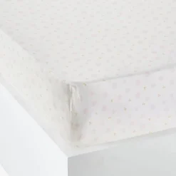 Drap Housse LAPIN ROMANTIQUE Ivoire / Rose - Vertbaudet