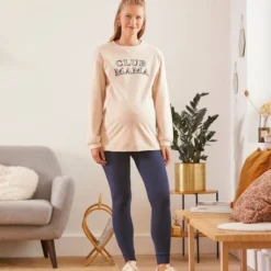 Ensemble 2 Pièces Homewear Grossesse Et Allaitement Beige / Bleu Marine - Vertbaudet