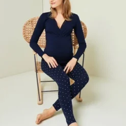 Ensemble 2 Pièces Pyjama Grossesse Et Allaitement Encre Imprimé - Vertbaudet -Vertbaudet shop ensemble 2 pieces pyjama grossesse et allaitement 12