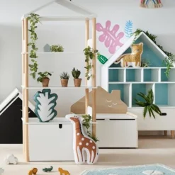 Etagère Bibliothèque "maison" LIGNE WOODY Blanc/bois - Vertbaudet -Vertbaudet shop etagere bibliotheque maison ligne woody 2