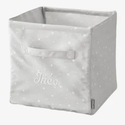 Grand Bac De Rangement En Tissu Personnalisable Gris - Vertbaudet