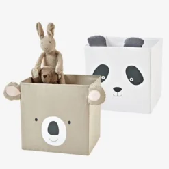 Lot De 2 Bacs En Tissu Panda Koala Beige - Vertbaudet