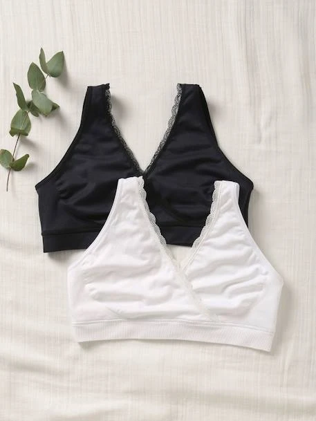 Lot De 2 Brassières Grossesse Et Allaitement Finition Dentelle Lot Blanc/ Noir - Vertbaudet 3 Lot De 2 Brassières Grossesse Et Allaitement Finition Dentelle Lot Blanc/ Noir - Vertbaudet – Image 3