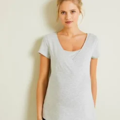 Lot De 2 T-shirts Cache-coeur Grossesse Et Allaitement Noir - Vertbaudet