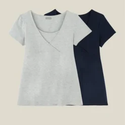 Lot De 2 T-shirts Cache-coeur Grossesse Et Allaitement Noir - Vertbaudet -Vertbaudet shop lot de 2 t shirts cache coeur grossesse et allaitement 5
