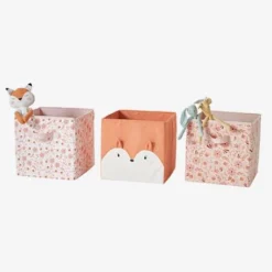 Lot De 3 Bacs De Rangement FLEURETTES Rose - Vertbaudet