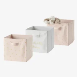 Lot De 3 Bacs De Rangement Lovely Rose Poudré Imprimé - Vertbaudet
