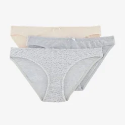 Lot De 3 Culottes 2 Unies + 1 Imprimée Rose Poudré - Vertbaudet