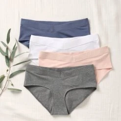 Vertbaudet shop 6 Lot De 4 Shorties De Grossesse En Coton Bio Blanc/gris/rose/bleu - Vertbaudet