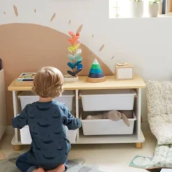 Meuble De Rangement + 4 Bacs LIGNE PTILOU Blanc/bois - Vertbaudet -Vertbaudet shop meuble de rangement 4 bacs ligne ptilou 5