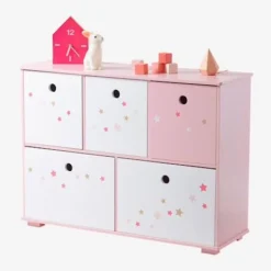 Meuble De Rangement 5 Bacs LIGNE FEERIE Rose étoiles - Vertbaudet
