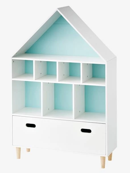 Meuble De Rangement 9 Cases Maison Blanc/bleu - Vertbaudet 1 Meuble De Rangement 9 Cases Maison Blanc/bleu - Vertbaudet