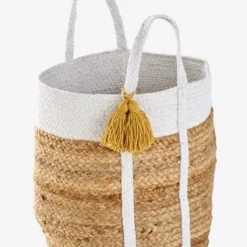 Panier En Jute Avec Fils Lurex Marguerite Blanc - Vertbaudet