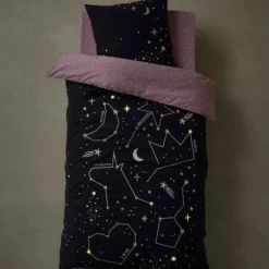 Parure Housse De Couette + Taie D'oreiller Avec Détails Phosphorescents MISS CONSTELLATION Marine / Parme - Vertbaudet 8 Parure Housse De Couette + Taie D'oreiller Avec Détails Phosphorescents MISS CONSTELLATION Marine / Parme - Vertbaudet -Vertbaudet shop parure housse de couette taie doreiller avec details phosphorescents miss constellation 2