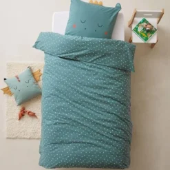 Parure Housse De Couette + Taie D'oreiller BIO* DRAGON Vert / écru - Vertbaudet