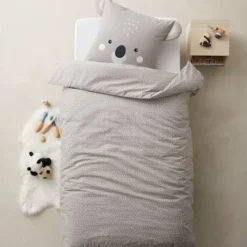 Parure Housse De Couette + Taie D'oreiller BIO* KOALA Gris / écru - Vertbaudet