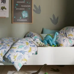 Parure Housse De Couette + Taie D'oreiller Enfant DINO MANIA Blanc - Vertbaudet -Vertbaudet shop parure housse de couette taie doreiller enfant dino mania 4
