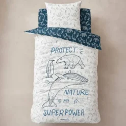 Parure Housse De Couette + Taie D'oreiller Enfant En Coton Bio* Ô MA BANQUISE Marine / écru - Vertbaudet -Vertbaudet shop parure housse de couette taie doreiller enfant en coton bio o ma banquise 1