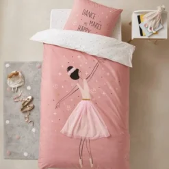 Parure Housse De Couette + Taie D'oreiller Enfant ENTRECHAT Rose - Vertbaudet
