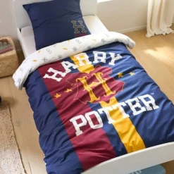 Parure Housse De Couette + Taie D'oreiller Enfant Harry Potter® Bleu Fonce Imprime - Harry Potter