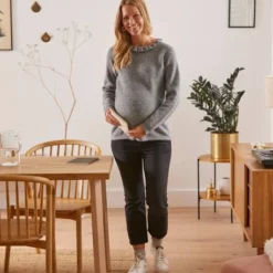 Pull Col Froufrou Grossesse Et Allaitement Gris - Vertbaudet