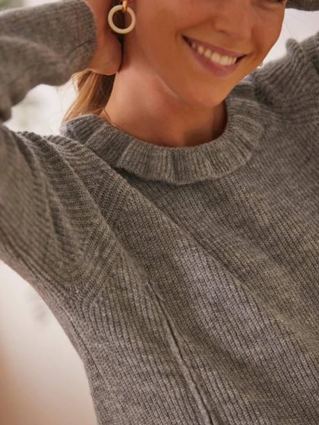 Pull Col Froufrou Grossesse Et Allaitement Gris - Vertbaudet 5 Pull Col Froufrou Grossesse Et Allaitement Gris - Vertbaudet – Image 5